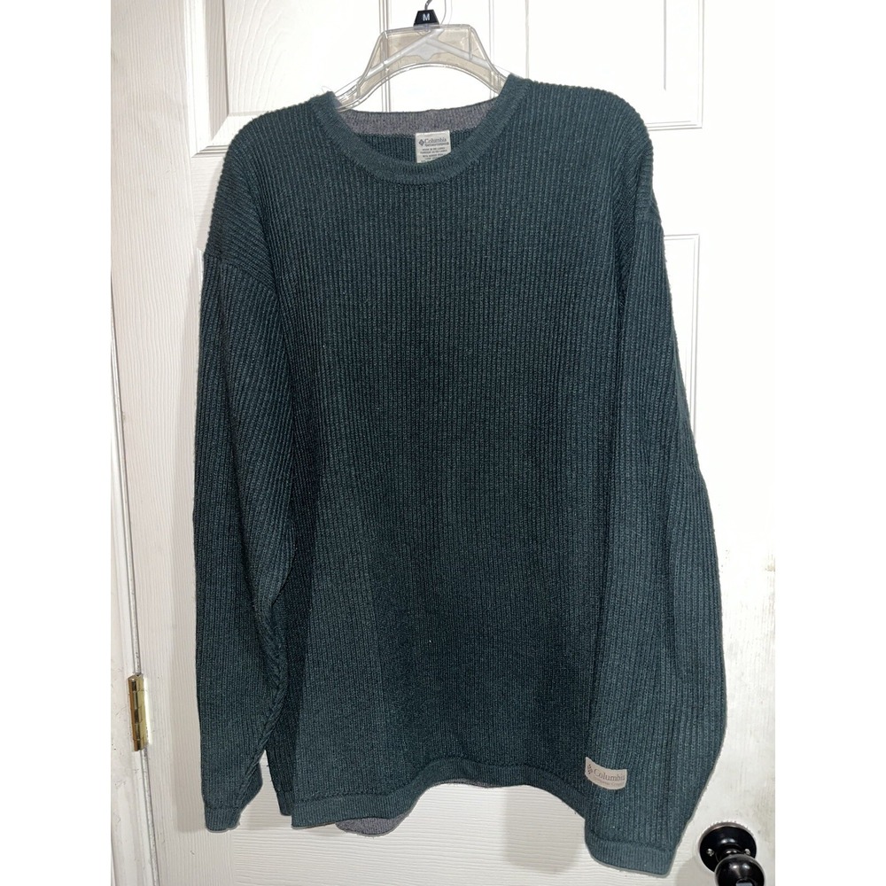 Columbia Mens L‎  80% Wool Blend Long Sleeved Pullover Sweater Green  Vintage